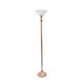 Elegant Designs 1 Light Floor Lamp with Marbleized White Glass Shade, Rose Gold LF2001-RGD
